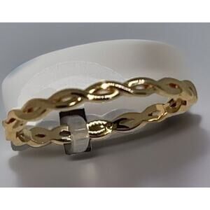 18K Gold Plated Twist Chain Link Ring (Size 8) Style Fashion Chic Shiny NWT